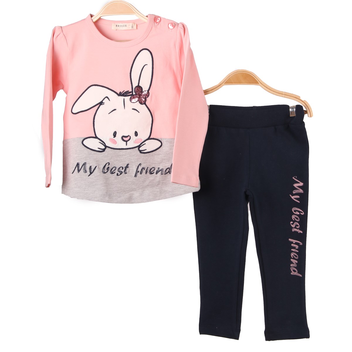 Kız Bebek Taytlı Takım Pembe-Lacivert (1-4 Yaş)
