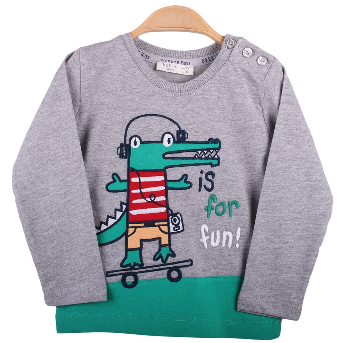 Erkek Bebek Sweat Timsahlı Gri (1.5 Yaş)