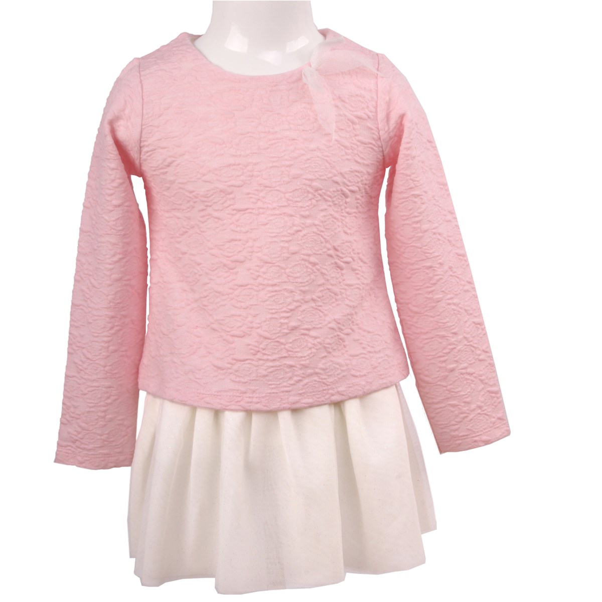 Kız Bebek Elbise Tüllü Pembe-Ekru (2 Yaş)