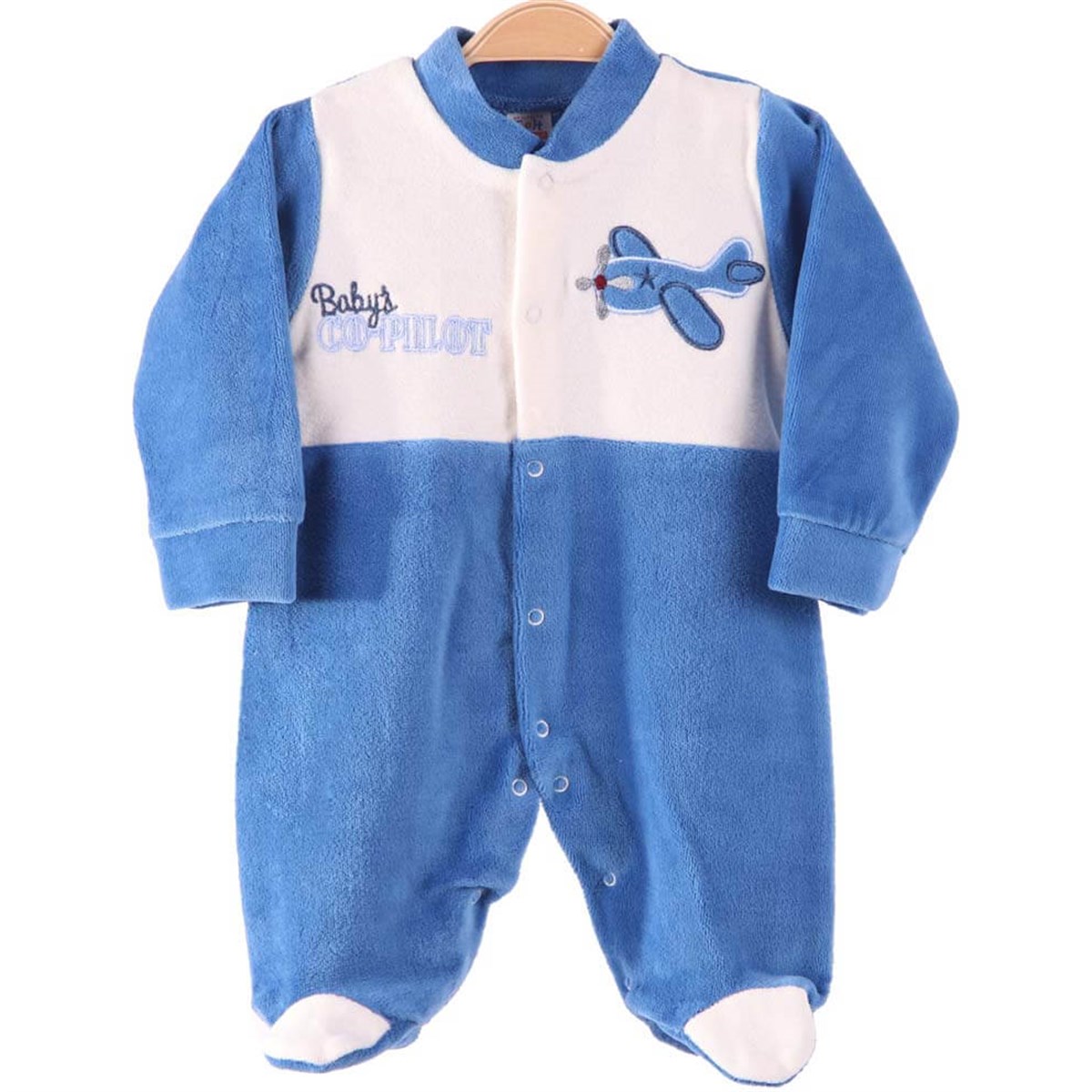 ErkekE&HBTS05-20Uçak Nakışlı Kadife Tulum