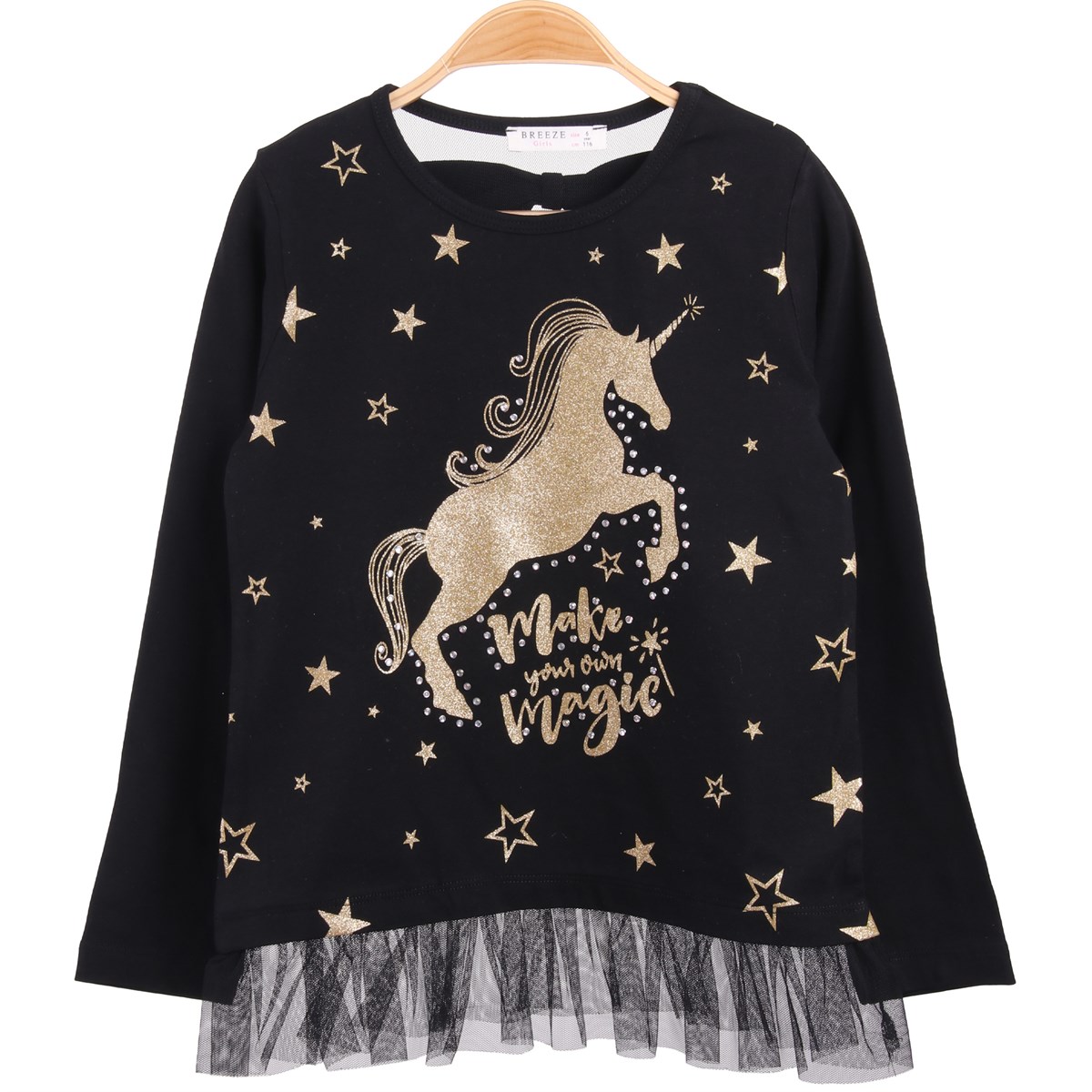 Kız Çocuk Body Unicorn'lu Siyah (6-12 Yaş)