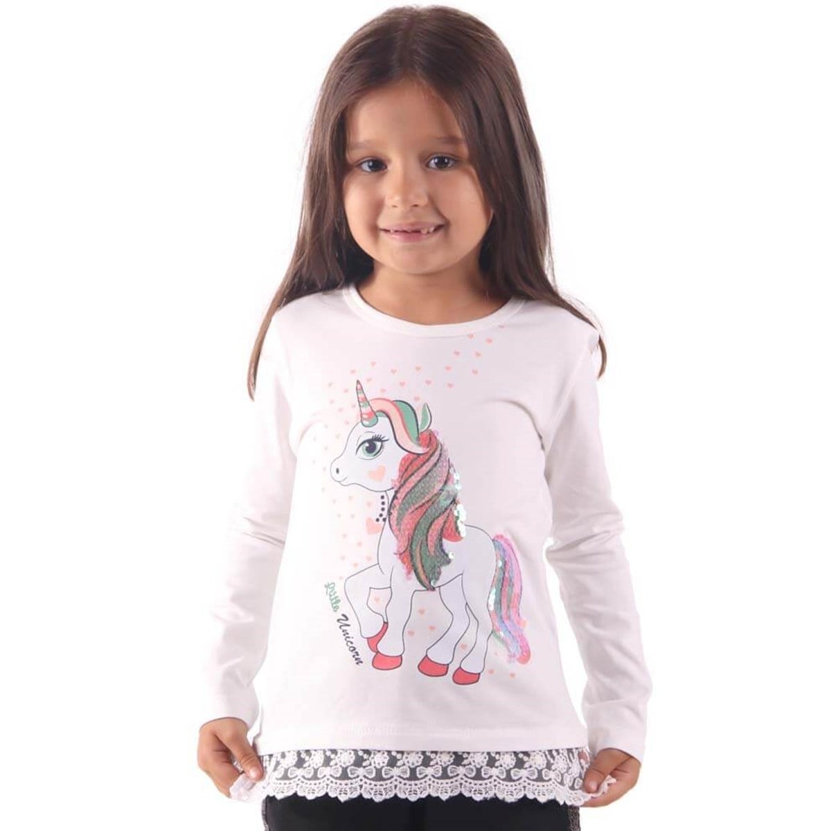 Kız Bebek Body Unicornlu Ekru (2-6 Yaş)