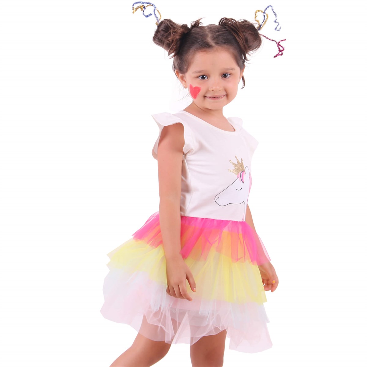 Kısa Kol Elbise ModelleriBREEZE12720-026Unicornlu Elbise