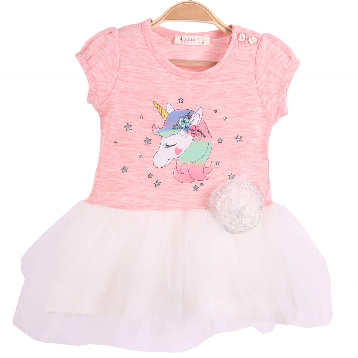 Kısa Kol Elbise ModelleriBREEZE12339-486Unicornlu Elbise