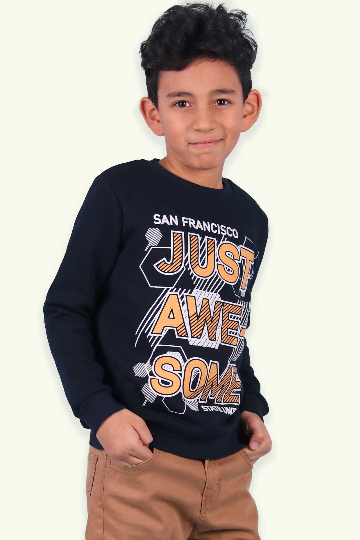 Watch Me Erkek Çocuk Sweatshirt Baskılı Lacivert (8-9 Yaş)
