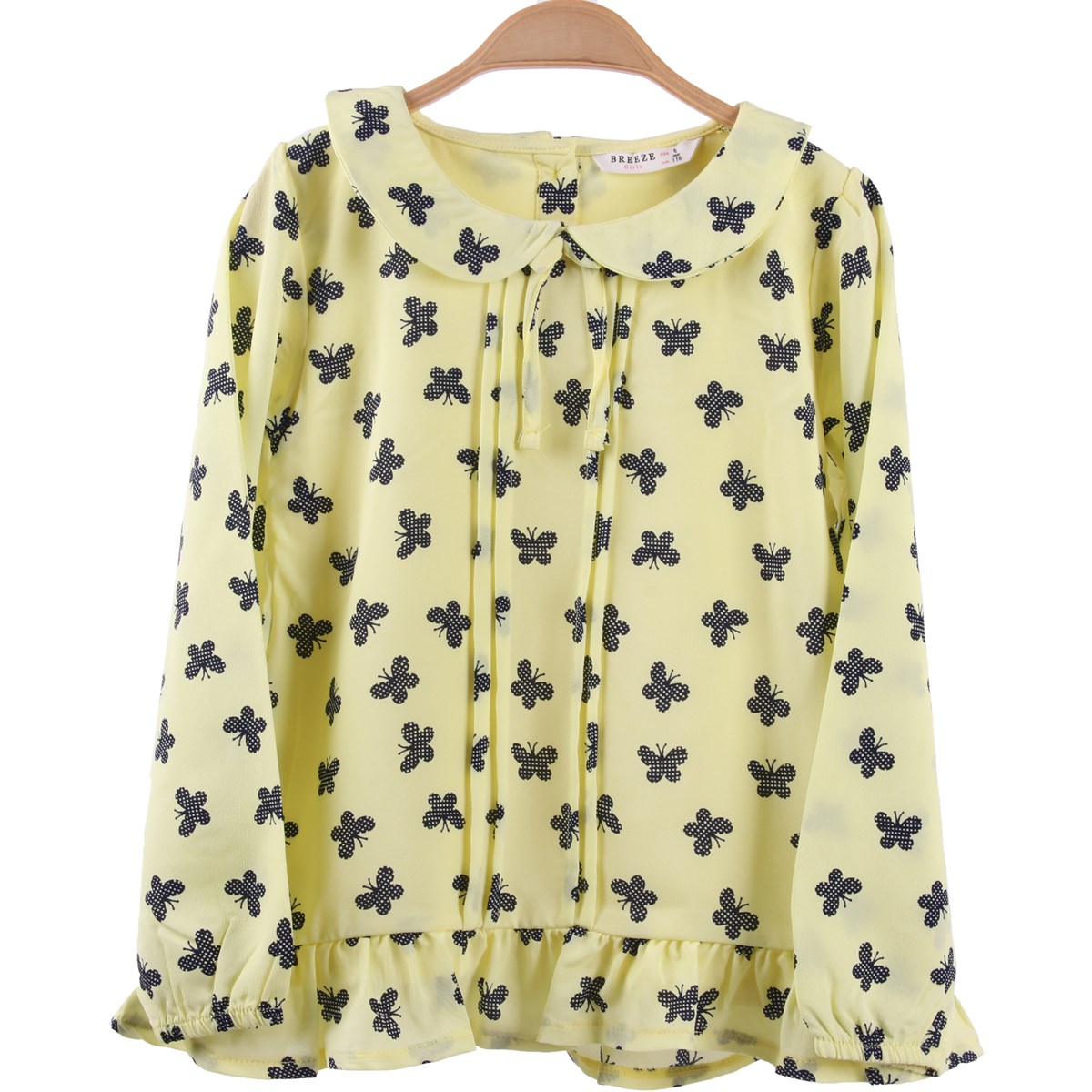 Kız Bebek Bluz Yakalı Şifon Sarı-Siyah (2-6 Yaş)