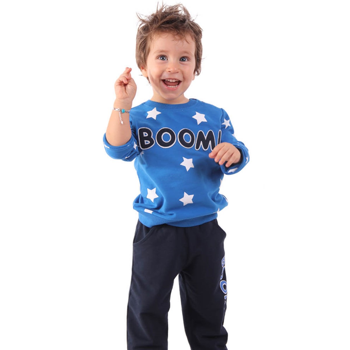 Erkek Bebek Eşofman Takımı Yıldızlı Mavi-Lacivert (1.5-5 Yaş)