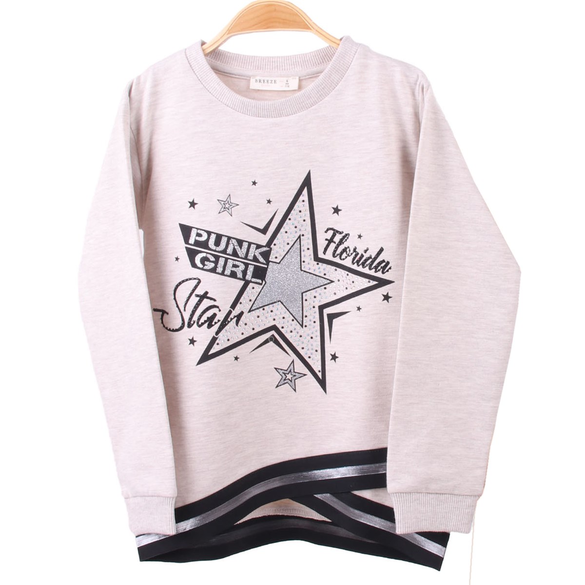 Kız Çocuk Sweat Yıldızlı Bej (6-12 Yaş)