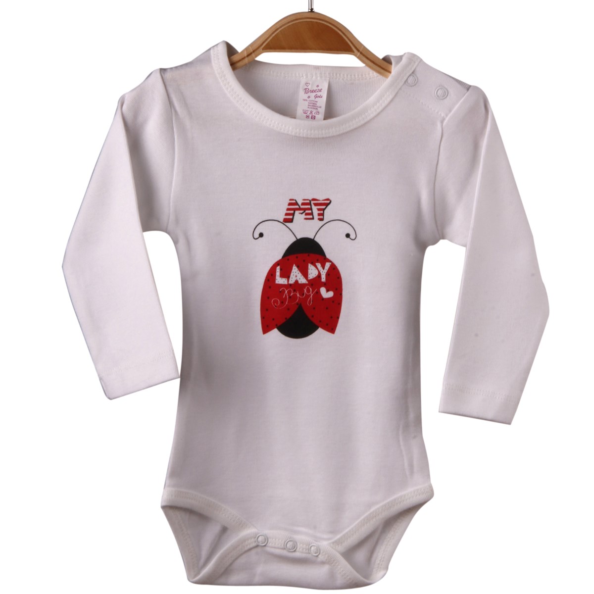 Kız Bebek Çıtlçıtlı Body Uğurböcekli Ekru (9 Ay-1 Yaş)