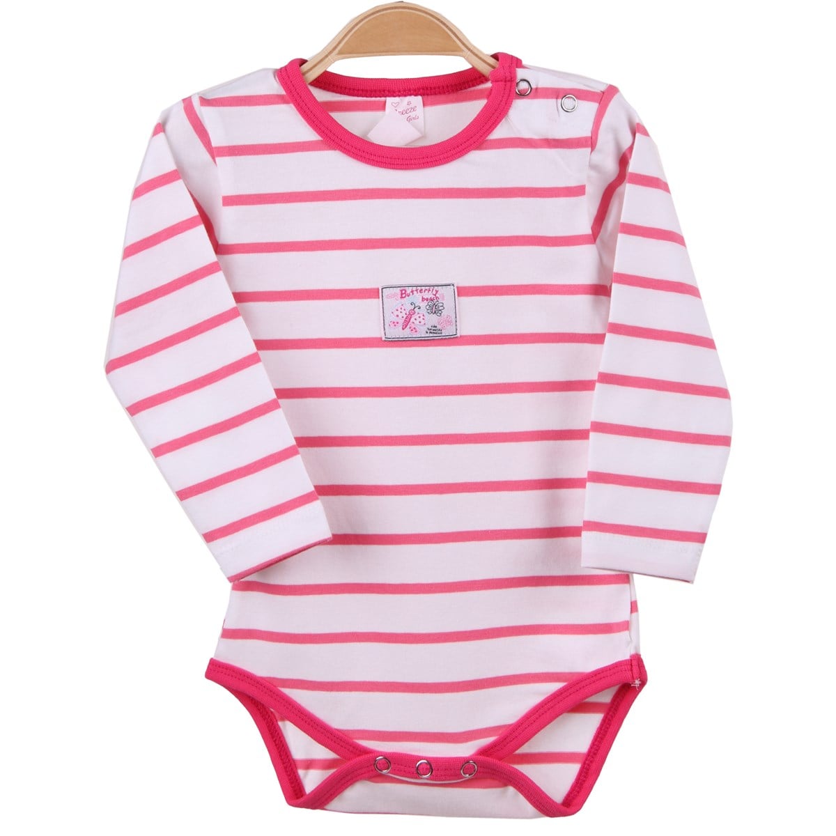 Kız Bebek Zıbın Çizgili Pembe-Ekru (9 Ay)