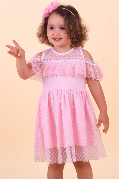 Güpürlü Pembe - Kız Çocuk Elbisesi 1.5-5 Yaş | Breeze