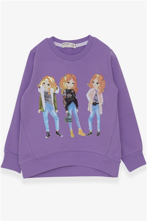 Kız Çocuk Sweatshirt Pullu Kız Baskılı Lila 3-6 Yaş - Sıcacık Modeller |  Breeze