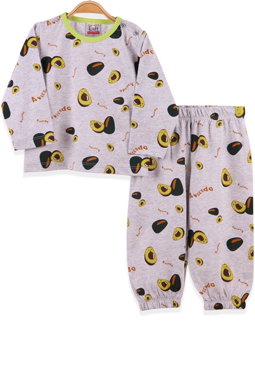 Erkek Çocuk Pijama Takımı Avokadolu Gri 1 Yaş - Yumuşak Kumaş | Breeze