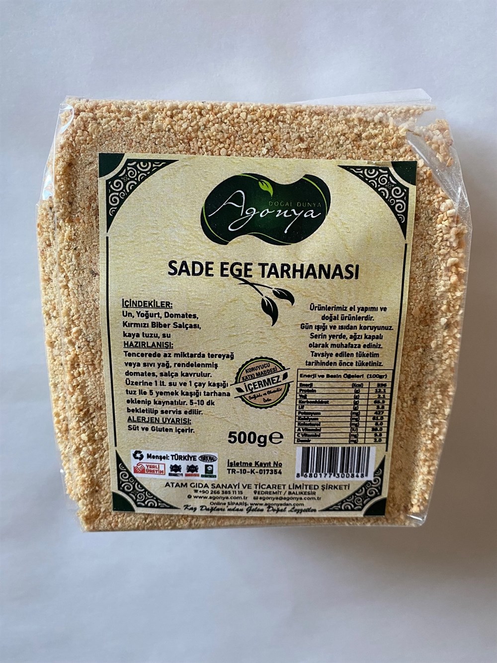 AGONYA Sade Ege Tarhanası 500 g