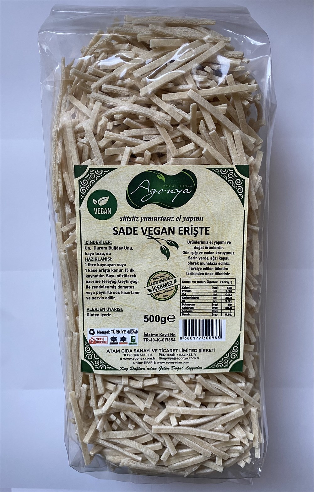 AGONYA Sade Vegan Erişte 500gr.