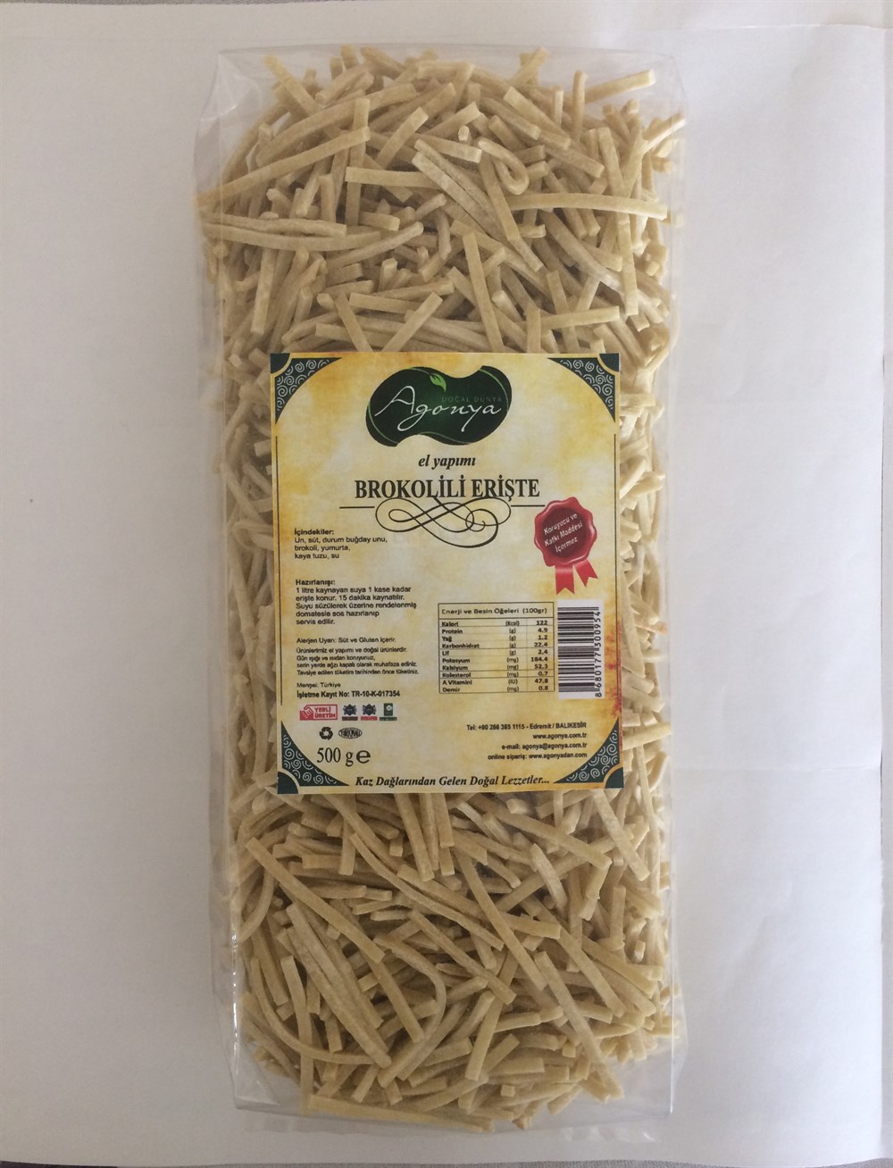 AGONYA Brokolili Erişte 500 g