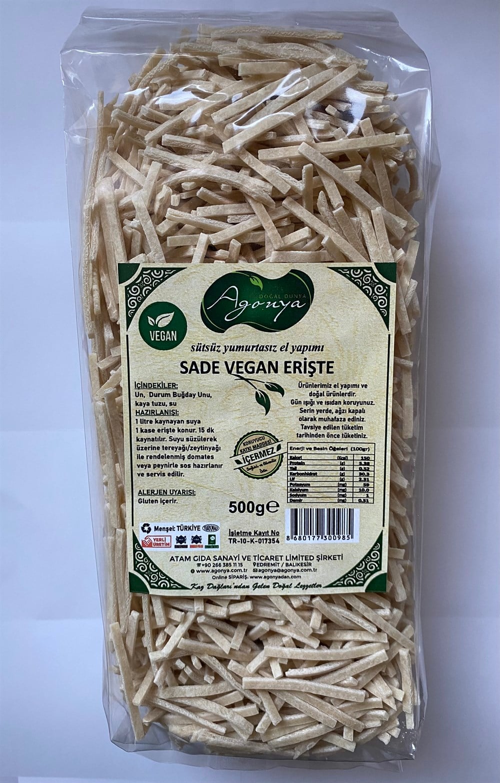 AGONYA Sade Vegan Erişte 500gr.