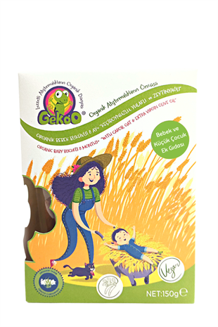 Organik Bebek Bisküvisi, Yulaflı Keçiboynuzlu Zeytinyağlı Vegan 150G