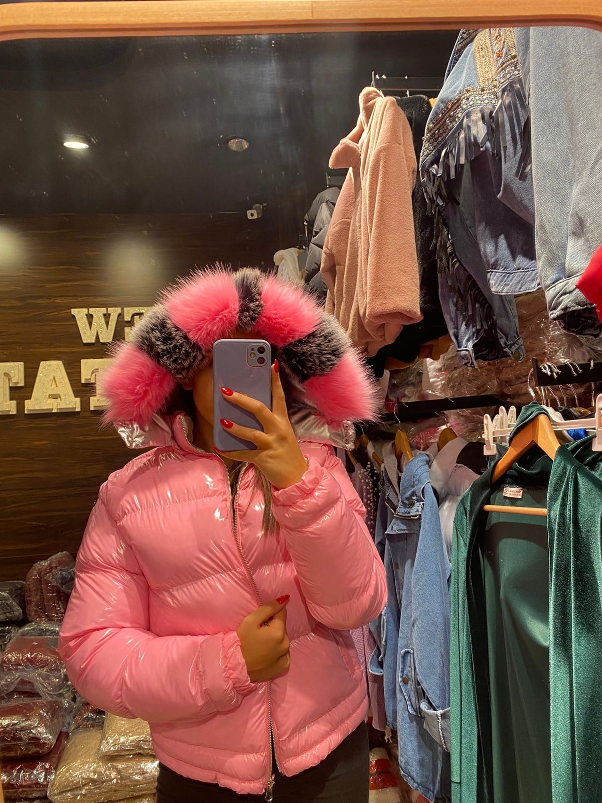 Çift Taraflı Şişme Mont - PEMBE ve METALİK GRİ