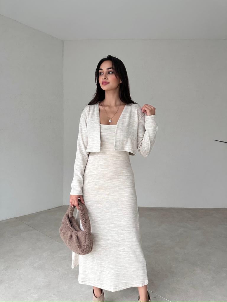 Örme Kumaş 2 li Bayan Takım - KREM