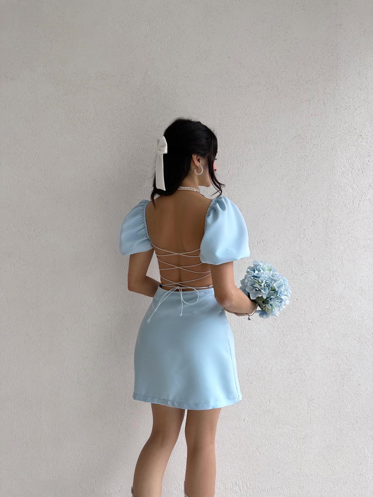 Sırt Dekolteli Mini Kadın Elbise - BEBEMAVİ