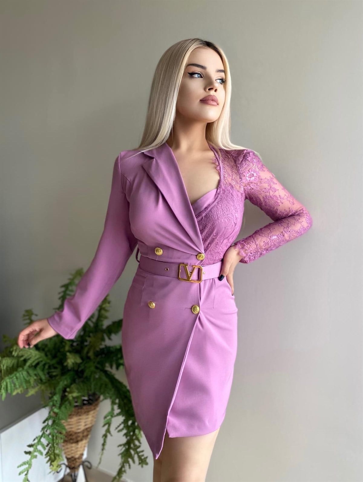 Tasarım Ceket Elbise - LİLA