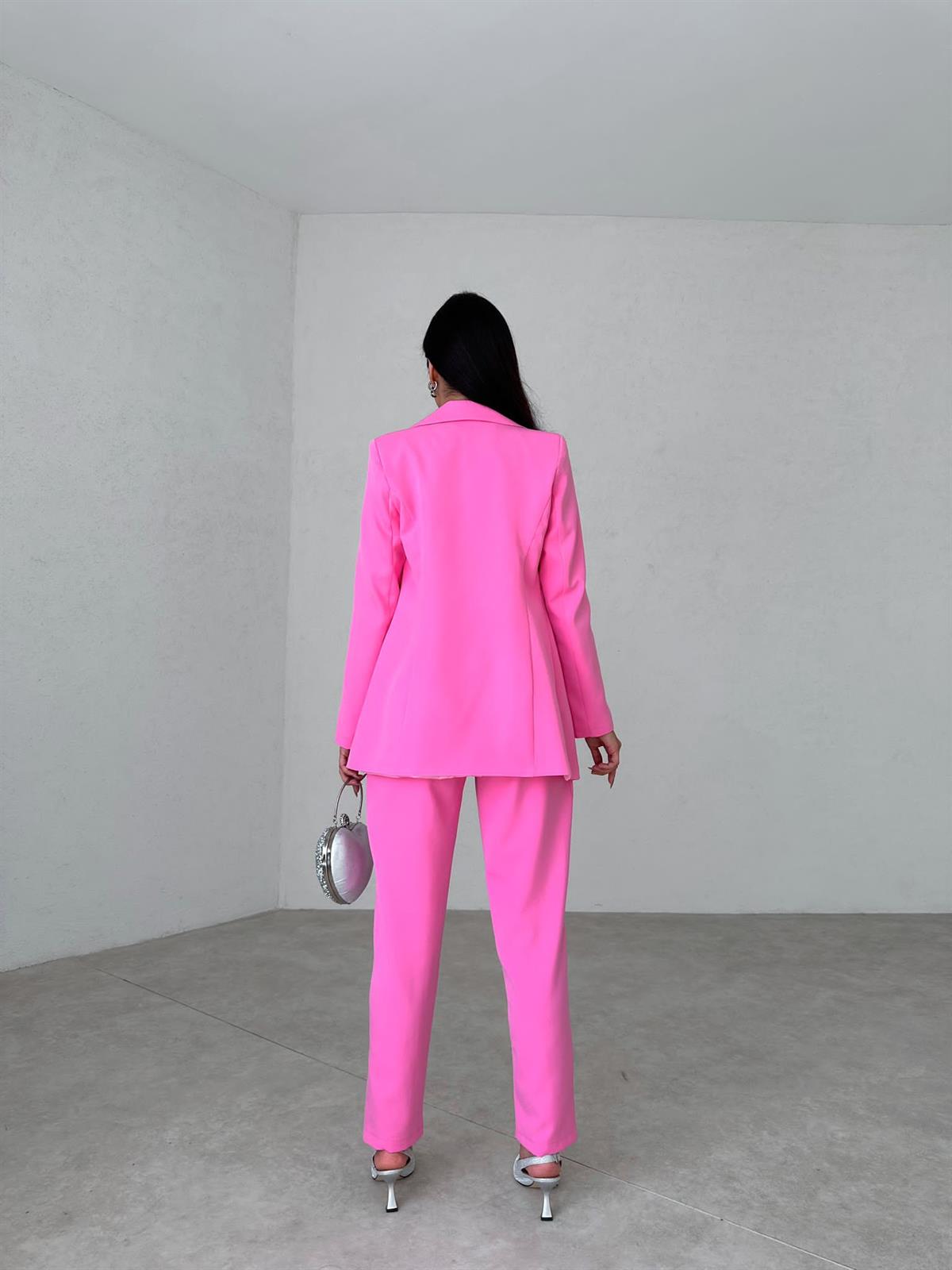 Crop Ceket Pantolon 3 lü Takım - PEMBE · 3