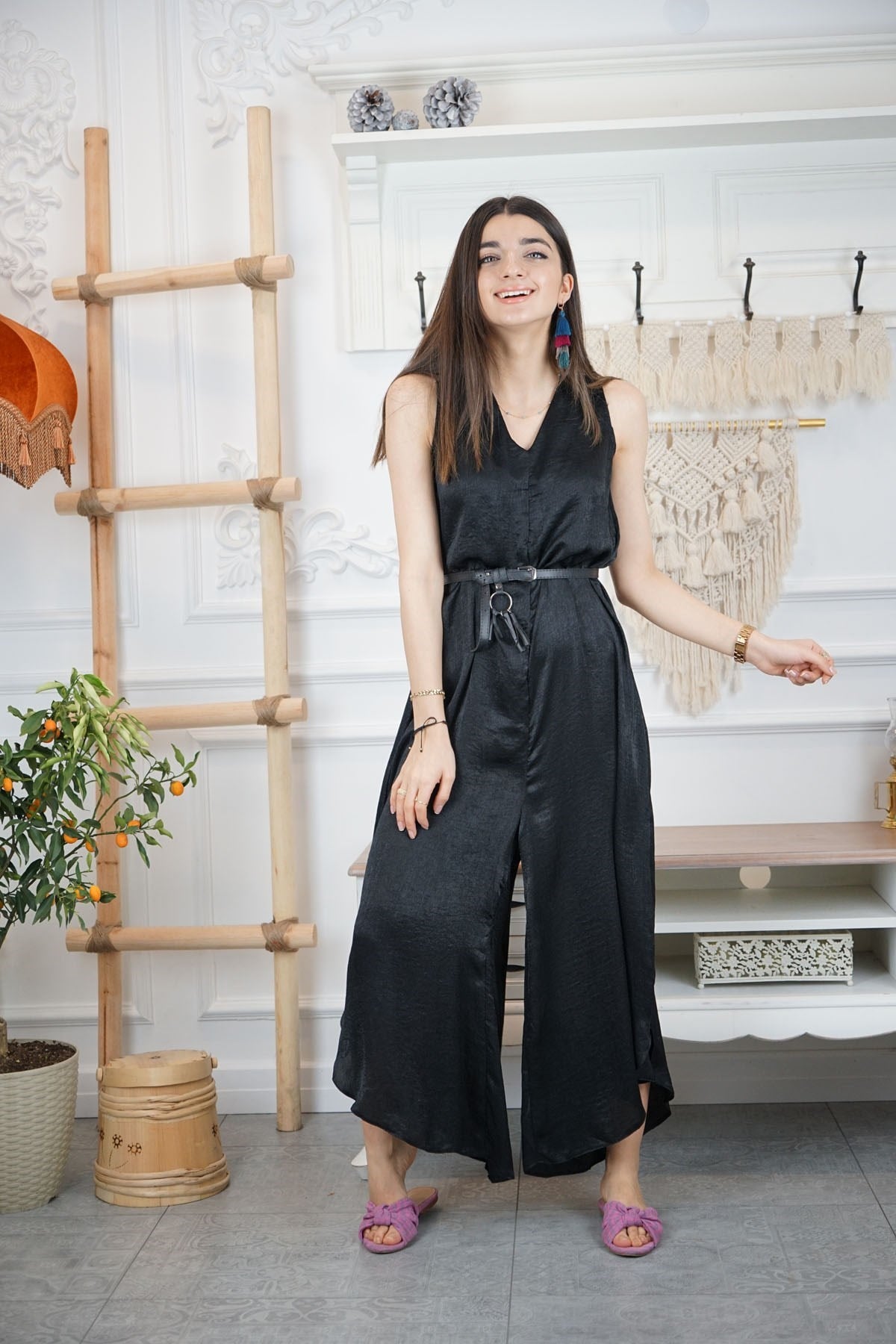 Saten Kumaş Salaş Tulum - SİYAH · 3