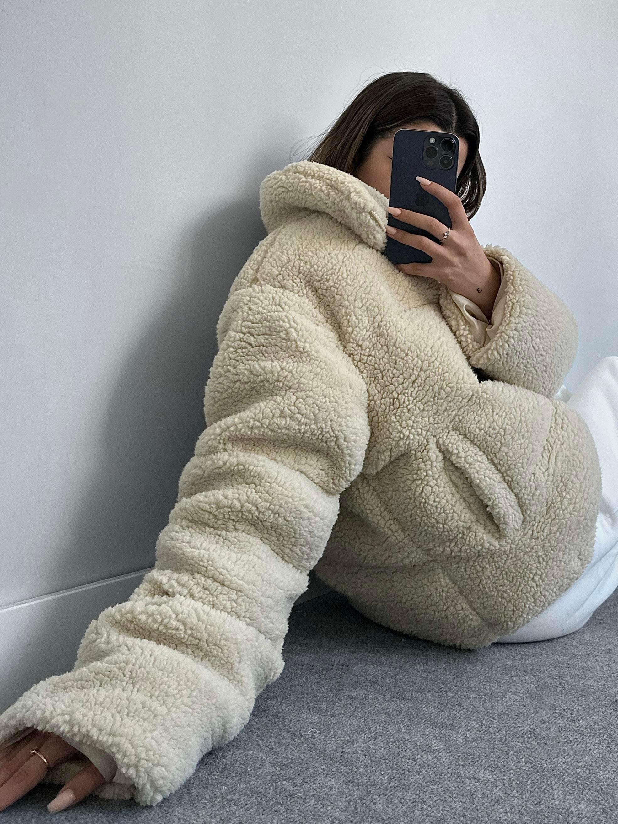 Teddy Kuzu Şişme Mont - TAŞ RENGİ · 2