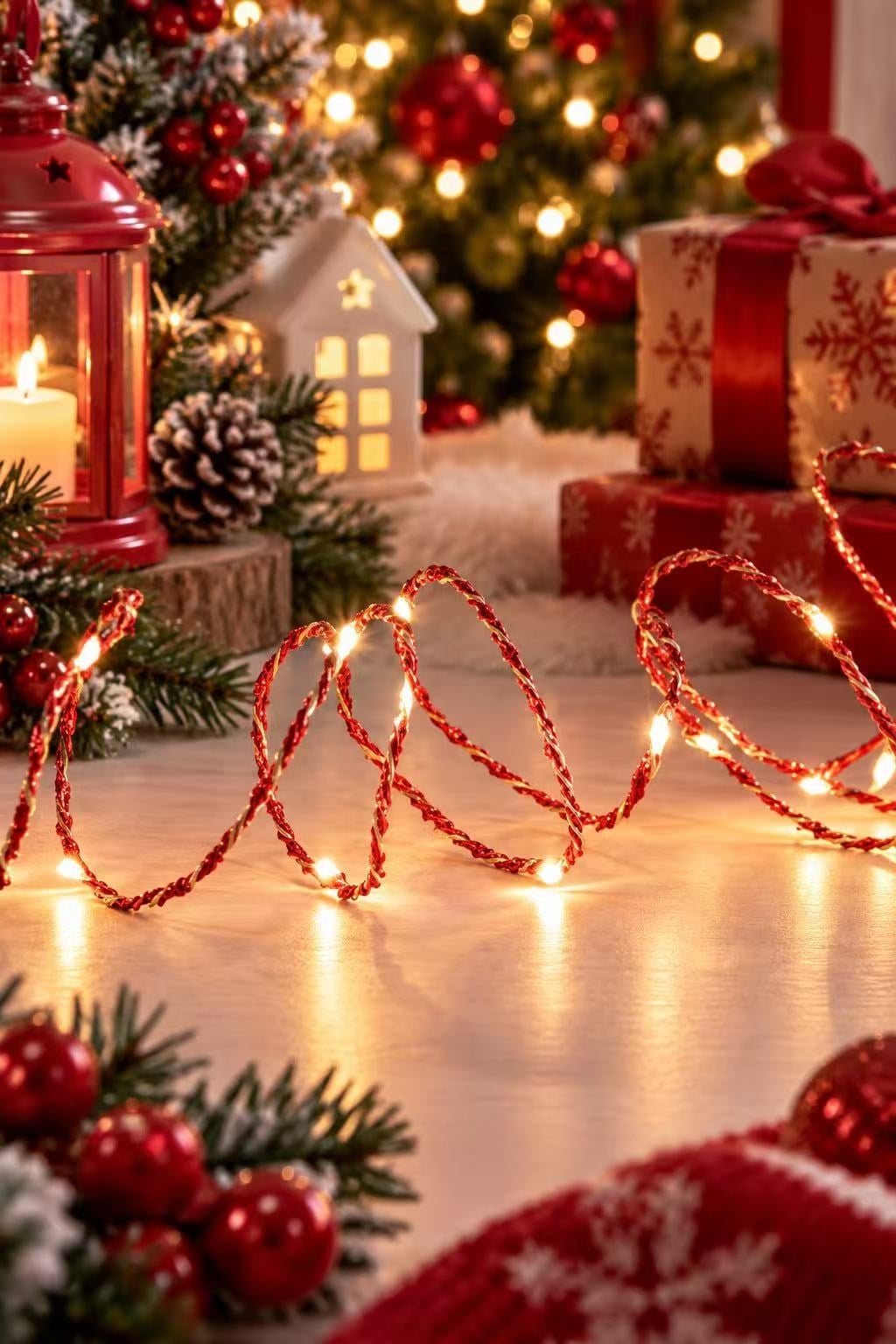 Kırmızı Zincirli Peri Led Işık