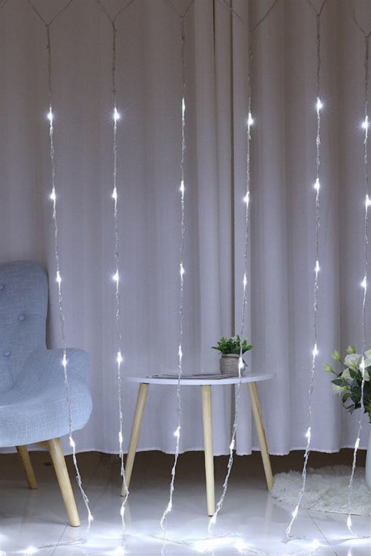 Akar Perde Led Beyaz Işık 3*2 Metre Dış Mekan Süsleme