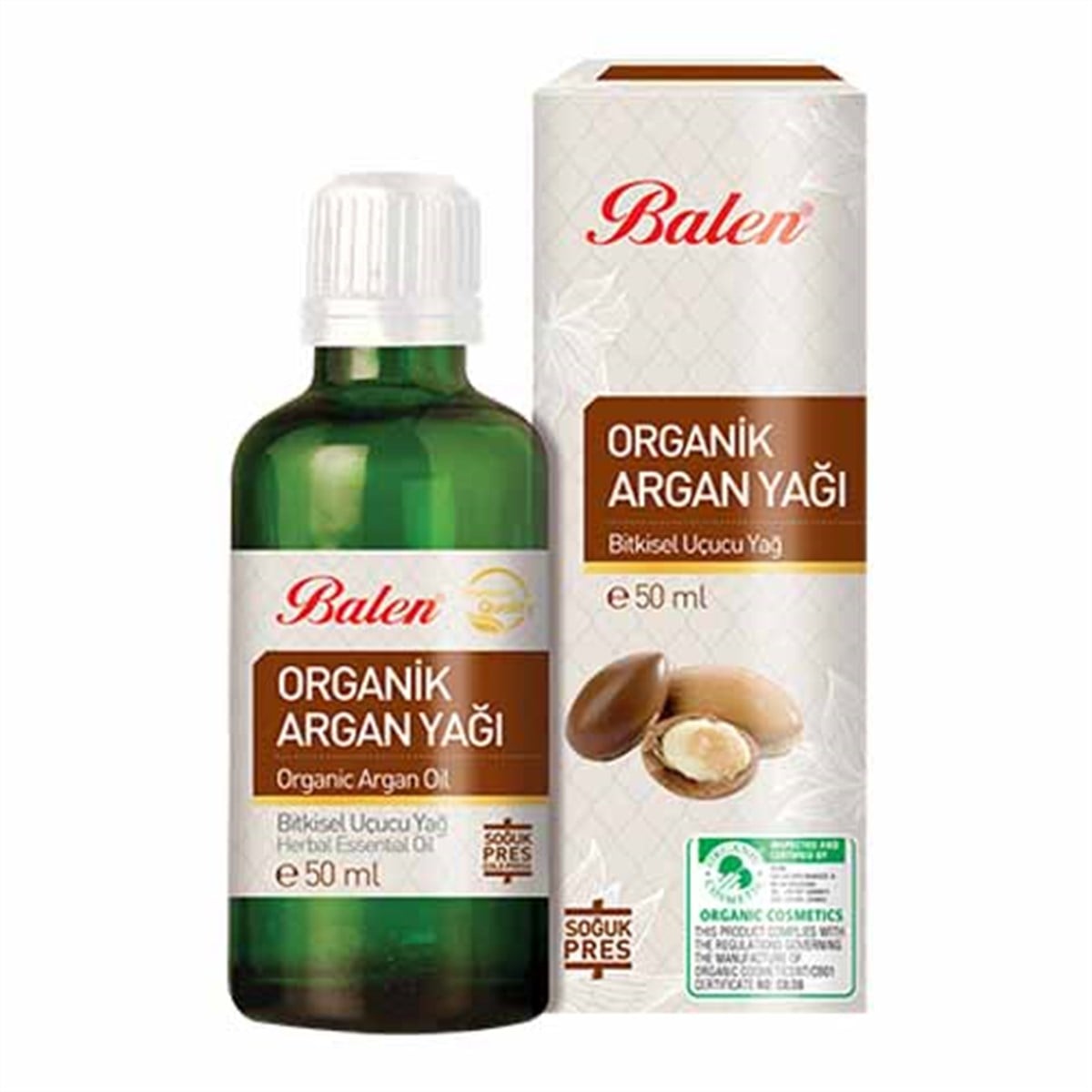 Balen Organik Argan Yağı 50 Ml Bitkisel Sabit Yağ Soğuk Pres Saç Ve Cilt İçin