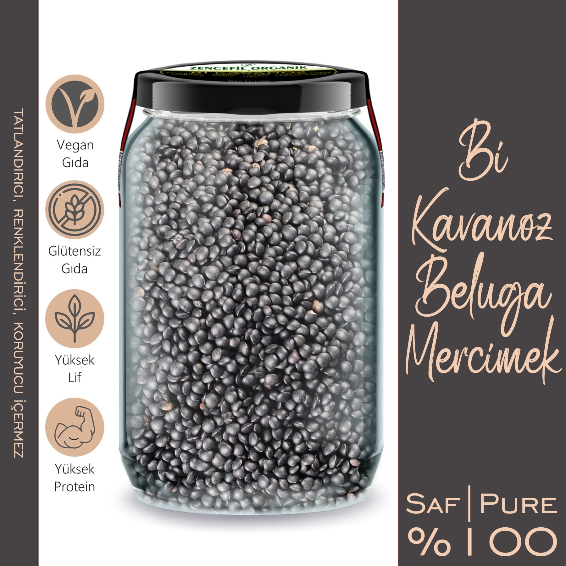 Beluga Mercimek Bi Kavanoz 660 cc. Cam Kavanozda 545 Gr. Siyah Mercimek Beluga Mercimeği