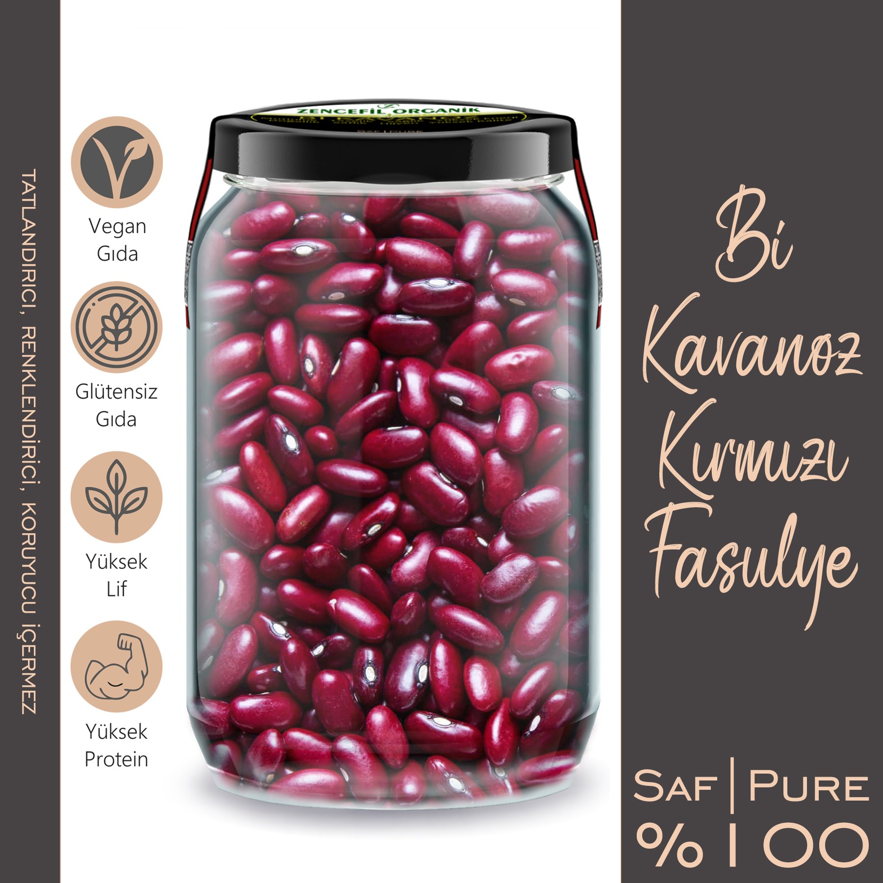 Kırmızı Fasulye Bi Kavanoz 660 cc. Cam Kavanozda 500 Gr. Kırmızı Fasülye Kurusu