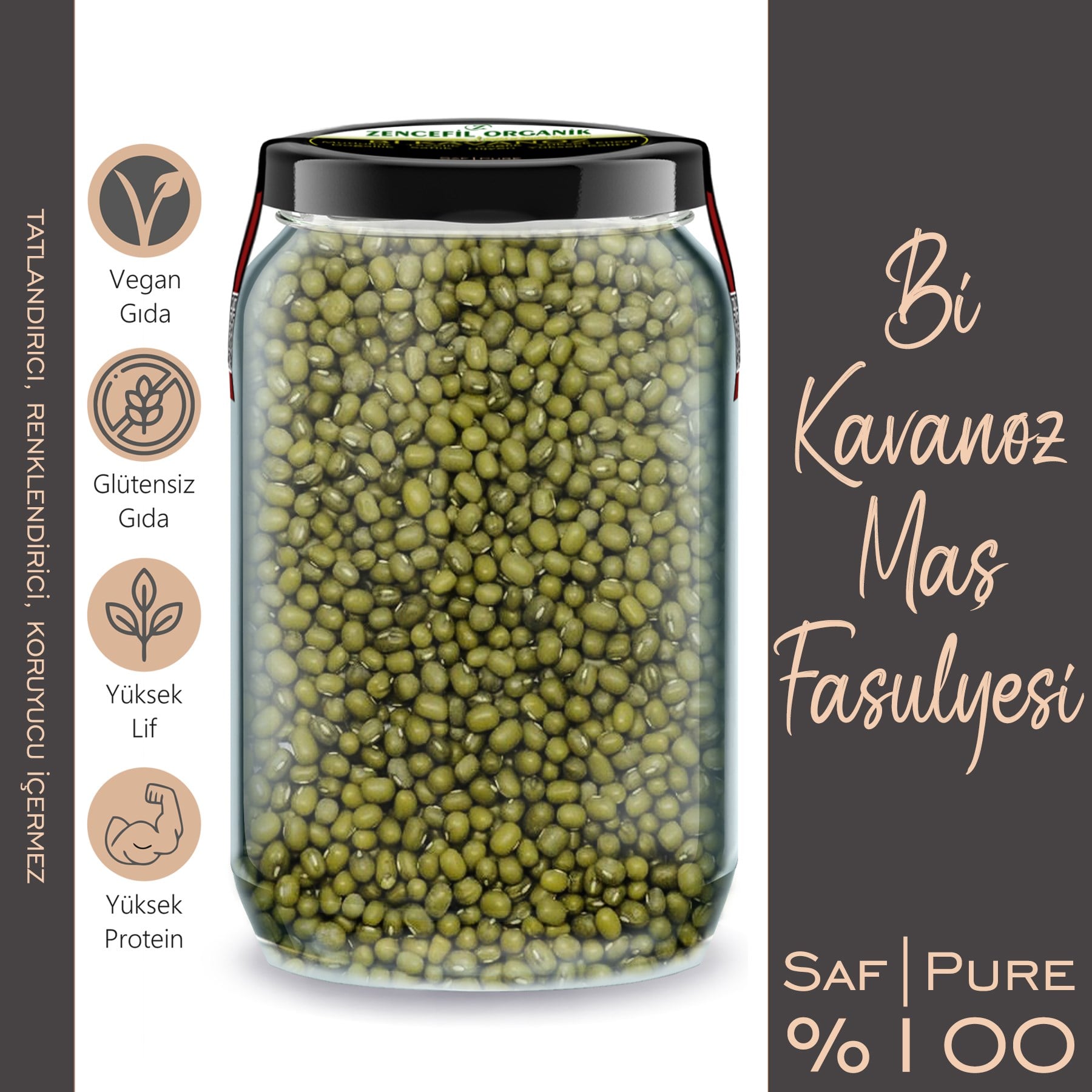 Maş Fasulye Bi Kavanoz 660 cc. Cam Kavanozda 545 Gr. Maş Fasülyesi Mas Fasülye