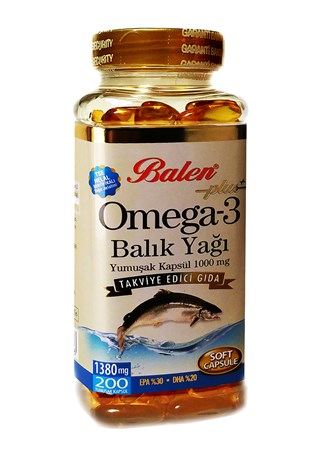 Balen Plus Omega 3 Balık Yağı Yumuşak Kapsül Omega3 Fish Oil 1380 Mg x 200 Kapsül