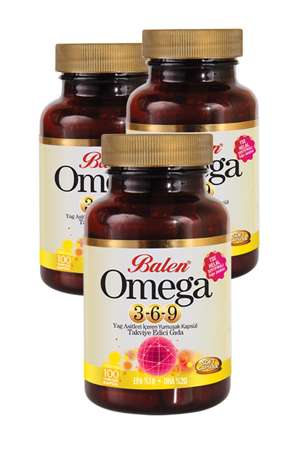 3 Kutu Balen Omega 3-6-9 Yumuşak Kapsül 1585 mg*100 Kapsül Omega 3 6 9