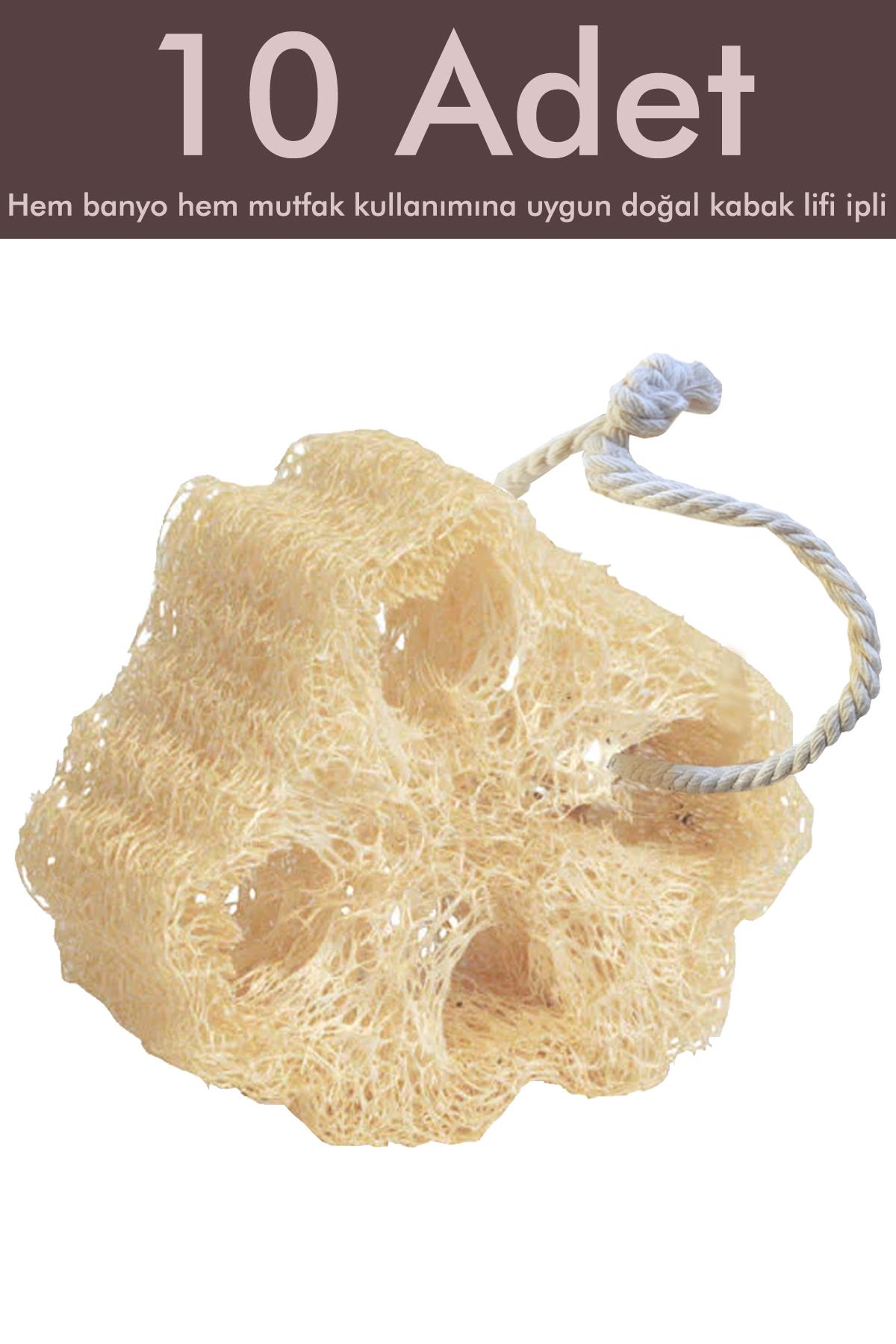 10 Adet Doğal Kabak Lifi Bulaşık Süngeri Banyo Kesesi Loofah Sponge İpli Kabak Kesesi Kalın Büyük