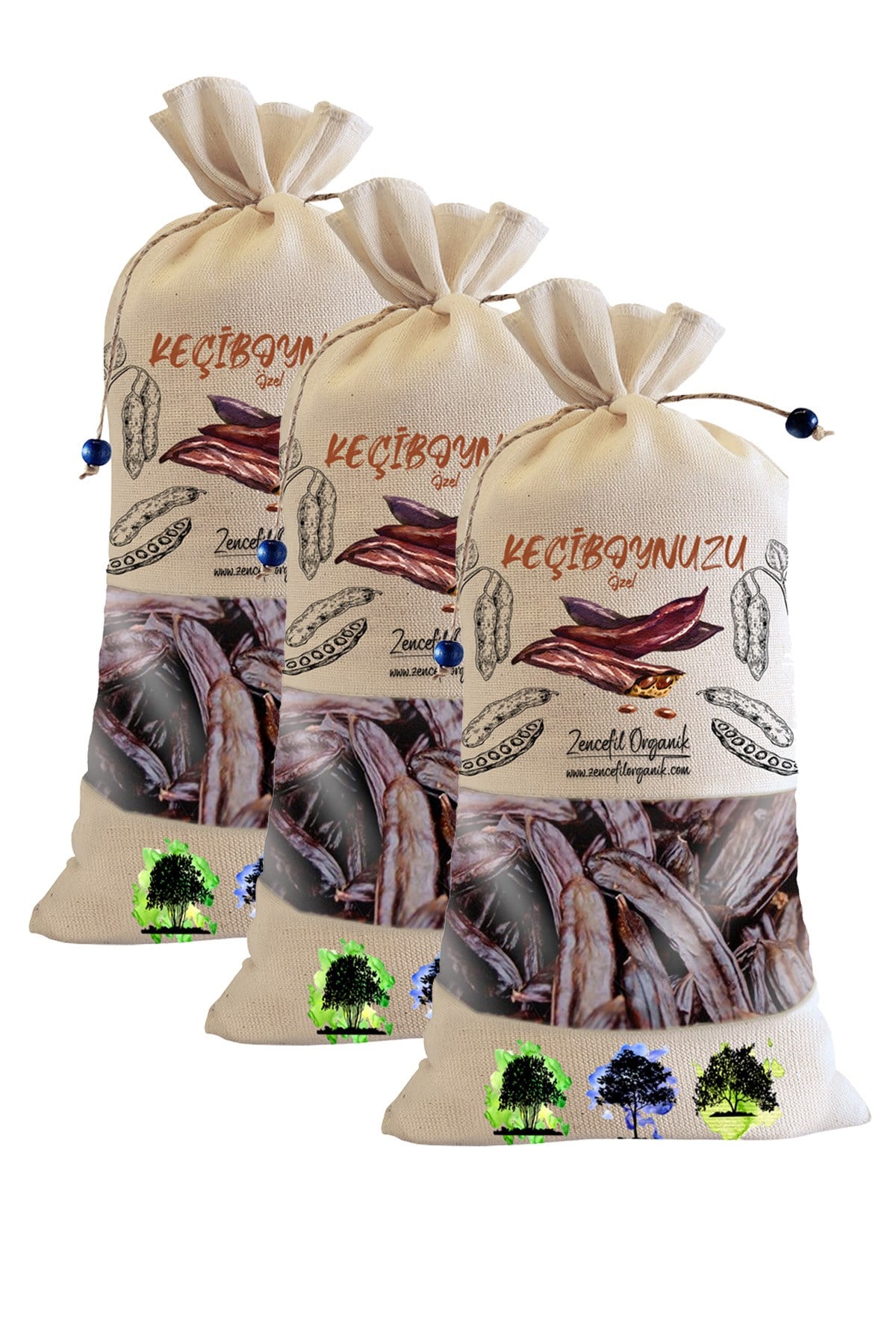 3 Adet Bez Torba Keçiboynuzu 600 Gr. Özel Seçme Ballı Keçi Boynuzu Carob