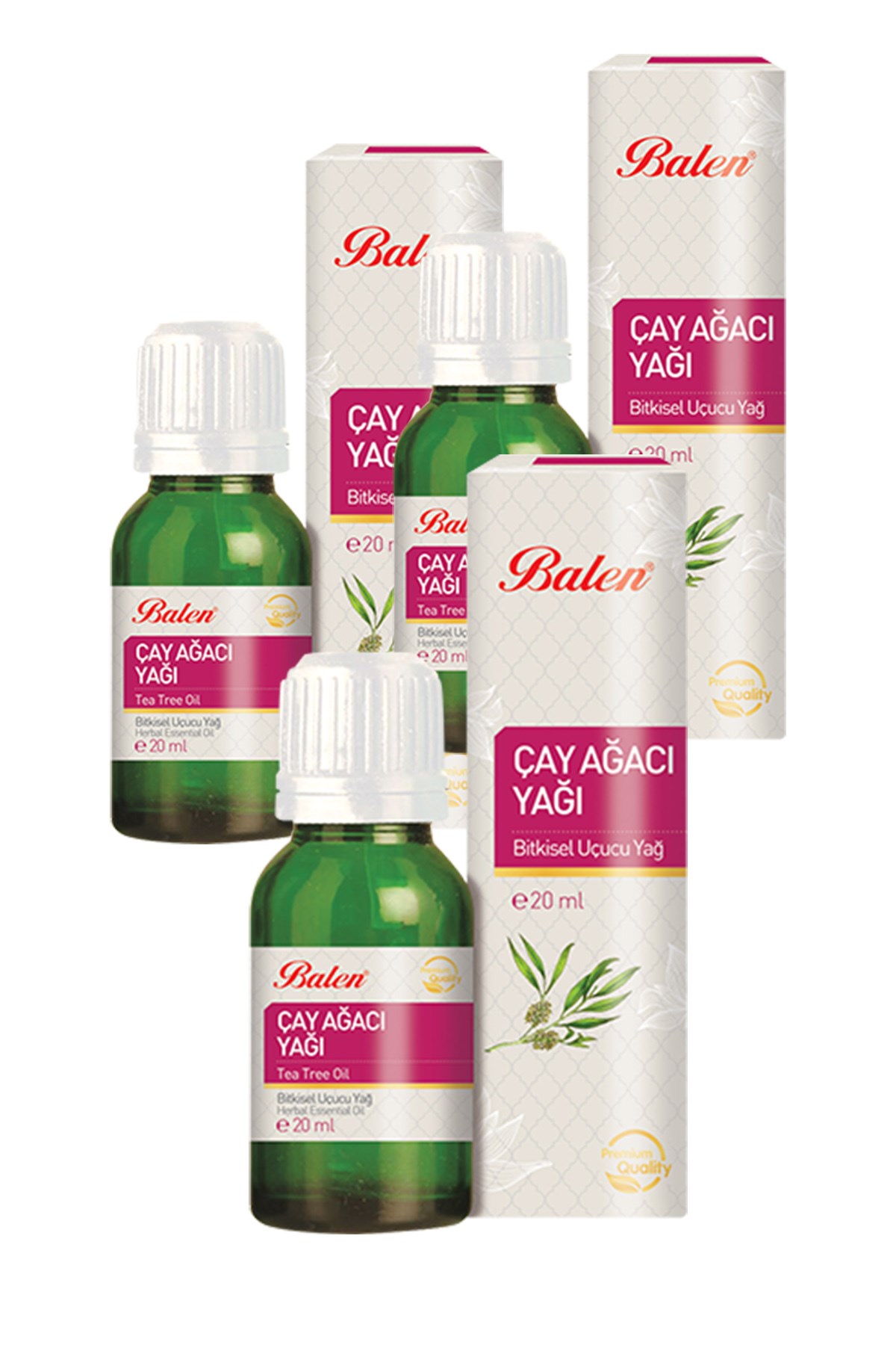 3 Kutu Balen Çay Ağacı Yağı Doğal Bitkisel Uçucu Yağ 20 Ml Saç Ve Cilt Bakım Yağı