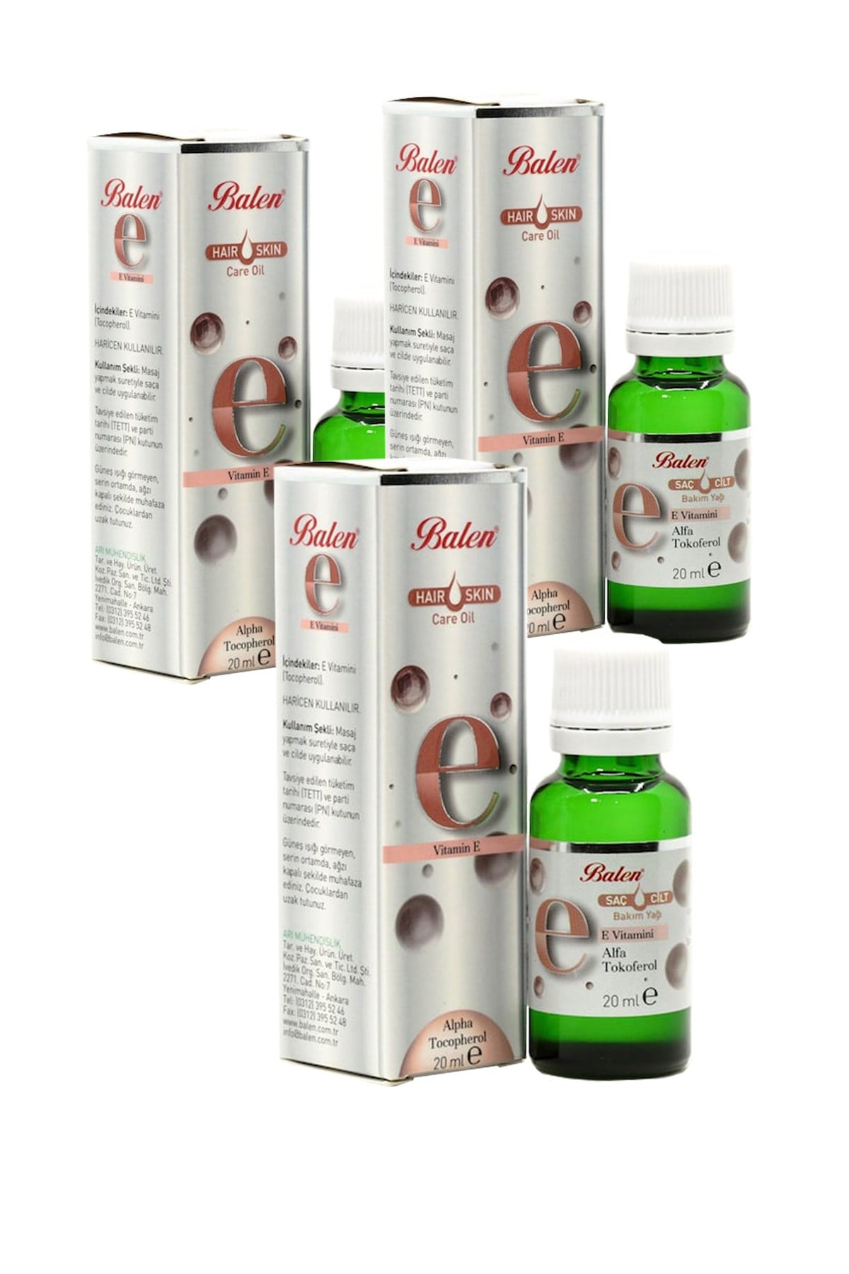 3 Kutu Balen E Vitamini 20 Ml Saç Ve Cilt Bakım Yağı Vitamin E