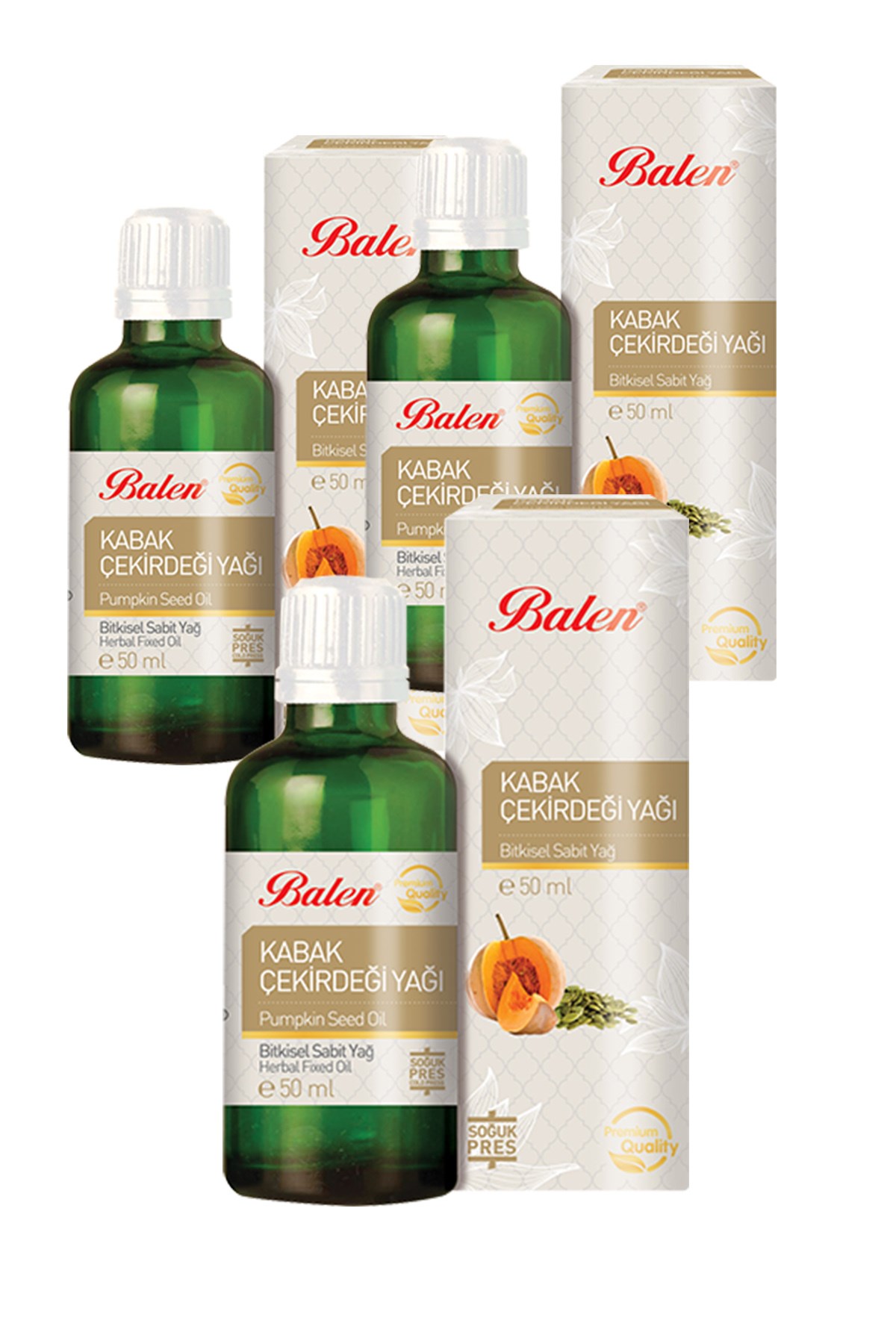 3 Kutu Balen Kabak Çekirdeği Yağı Doğal Bitkisel Sabit Yağ 50 Ml