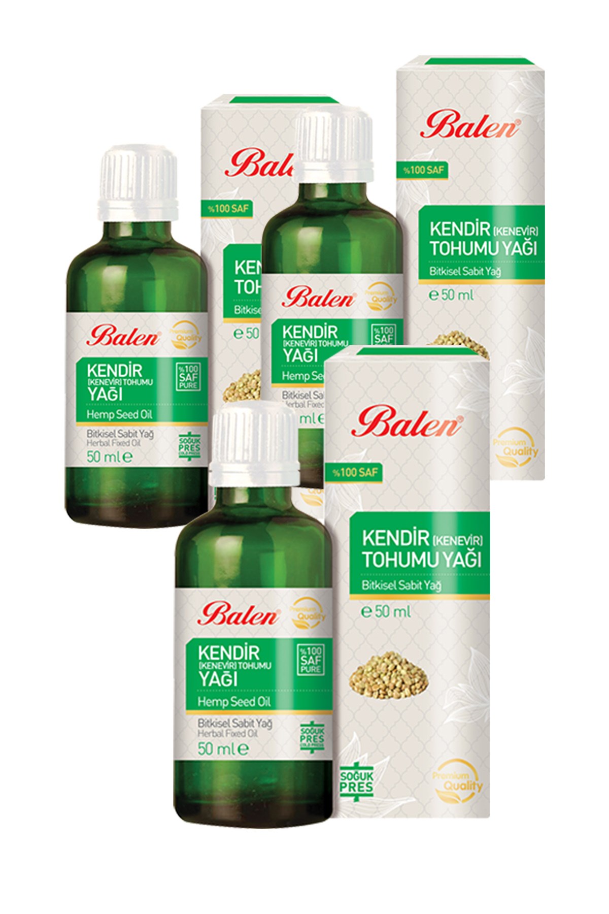 3 Kutu Balen Kendir Tohumu Yağı 50ml Kenevir Tohumu Yağı