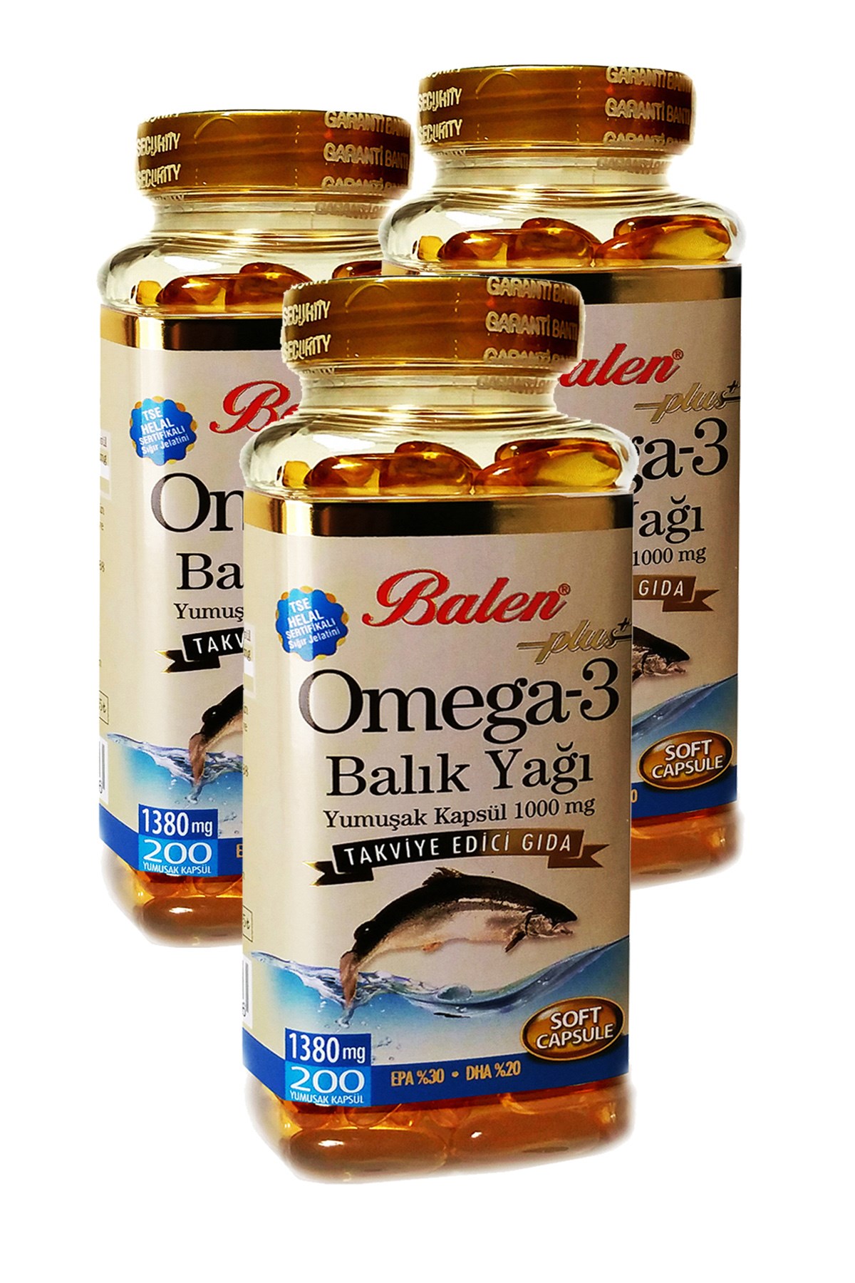 3 Kutu Balen Omega 3 Balık Yağı Fish Oil Omega3 200 Kapsül x 1380 Mg x 3