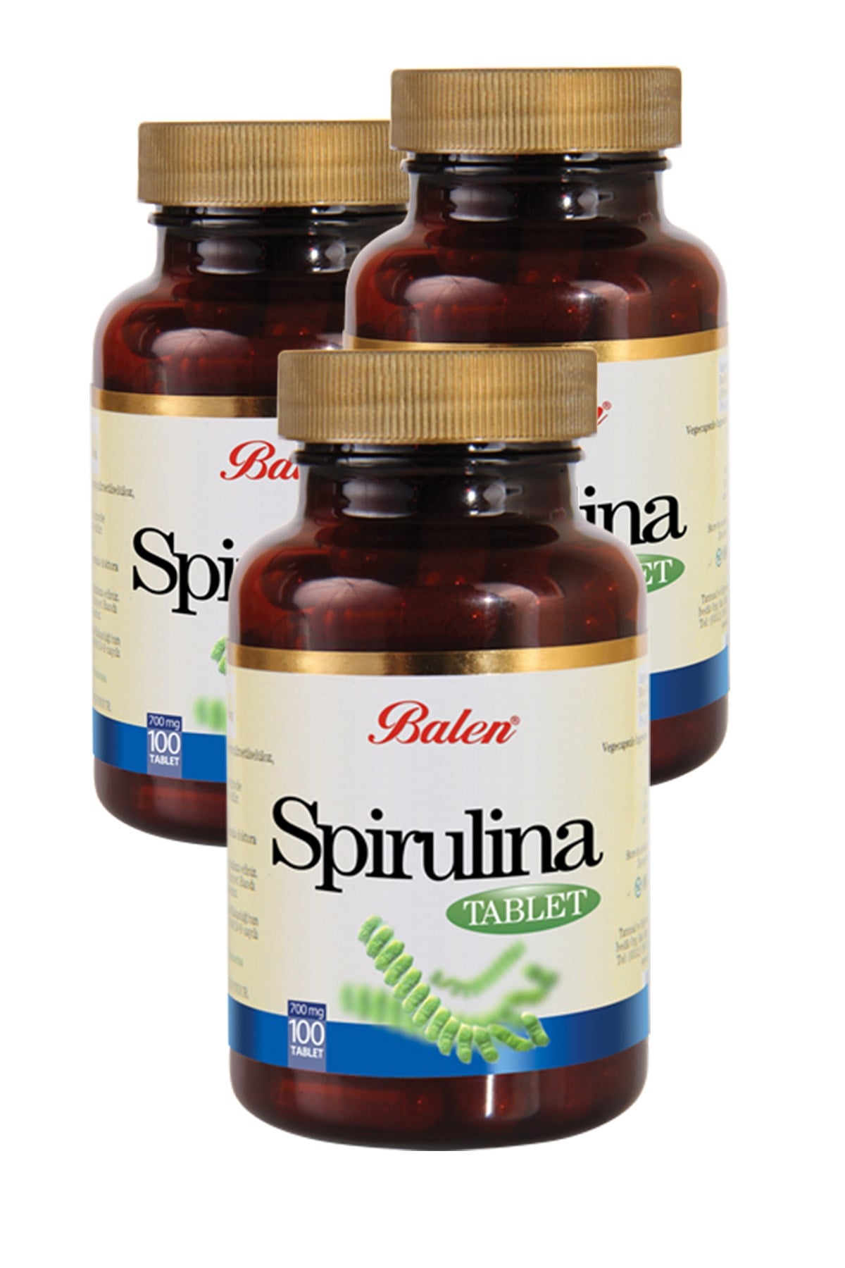 3 Kutu Balen Spirulina Tablet 100 x 740 Mg Siprulina Yosun Alg