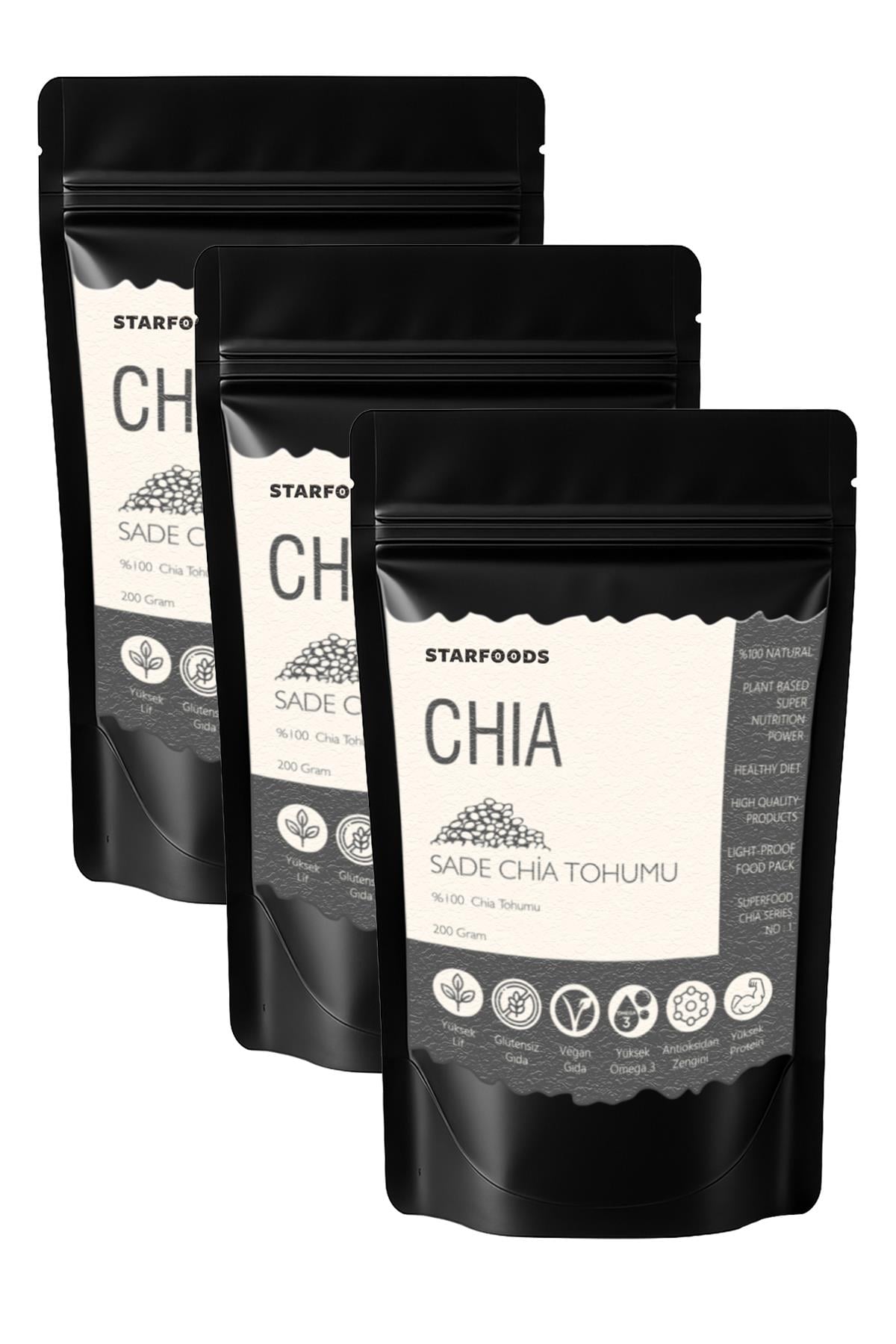 3 Paket Chia Tohumu 200 Gr. x 3 Paket 600 Gr. Paraguay Chia