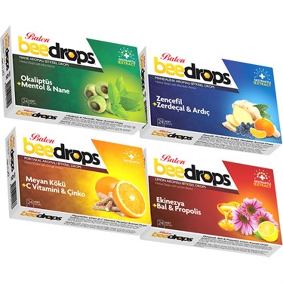 4 Kutu Okaliptüs Meyan Kökü Ekinezya Zencefil Beedrops Pastil Bee Drops