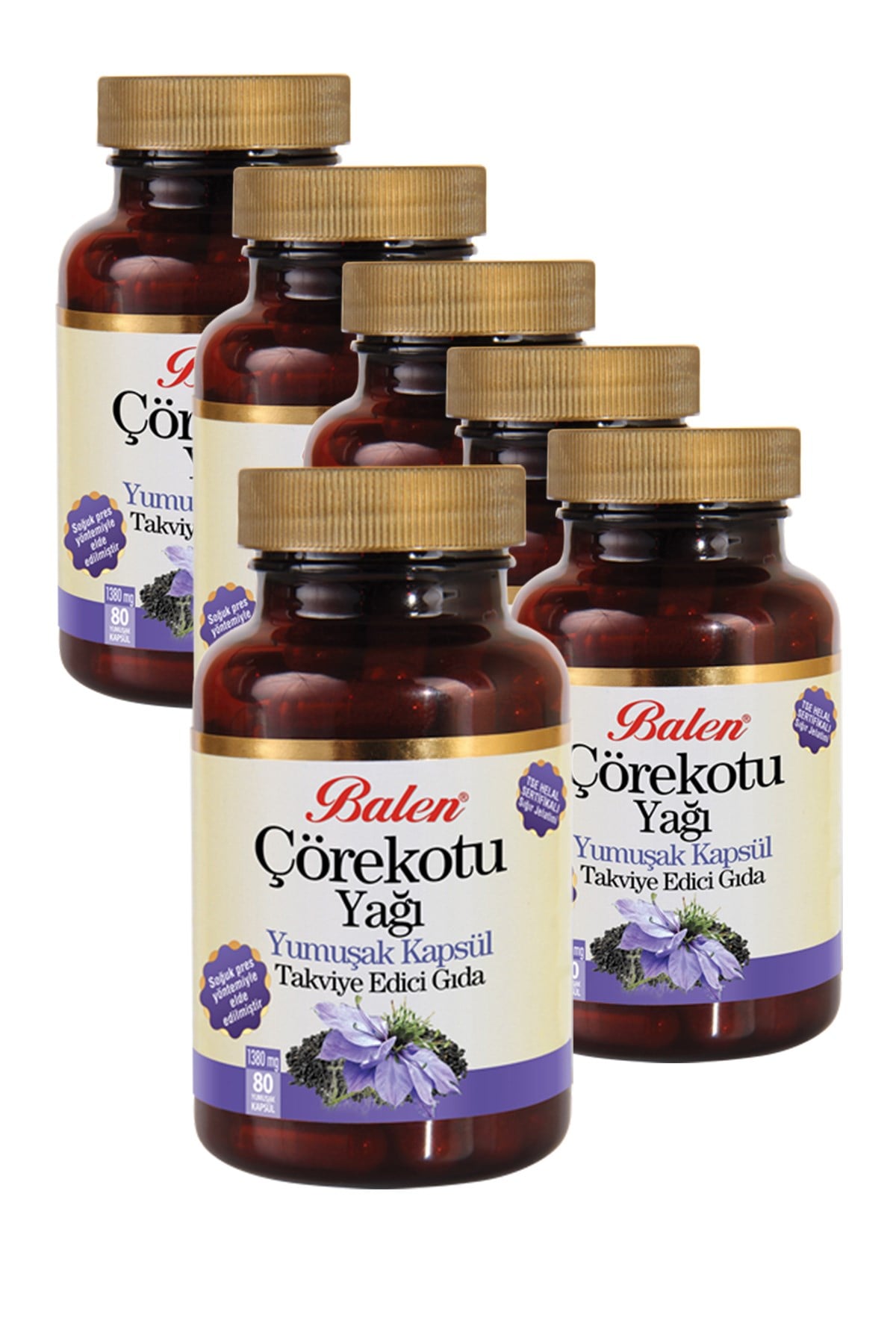 6 Kutu Balen Çörekotu Yağı Kapsülü Çörek Otu 80 Kapsül x 1380 Mg Soğuk Pres