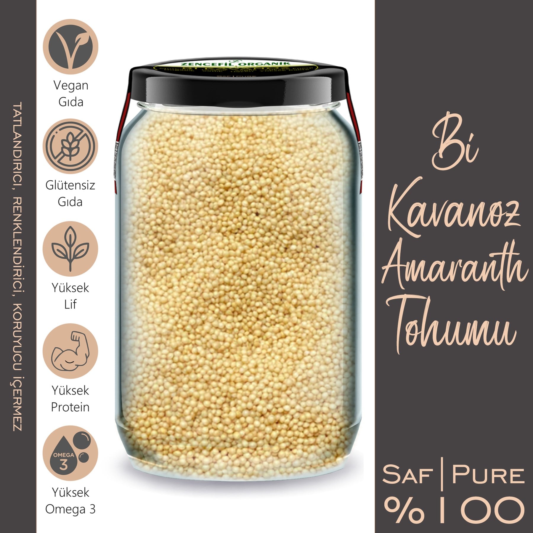 Amaranth Bi Kavanoz 660 cc. Cam Kavanozda 500 Gr. Amarant Tohumu