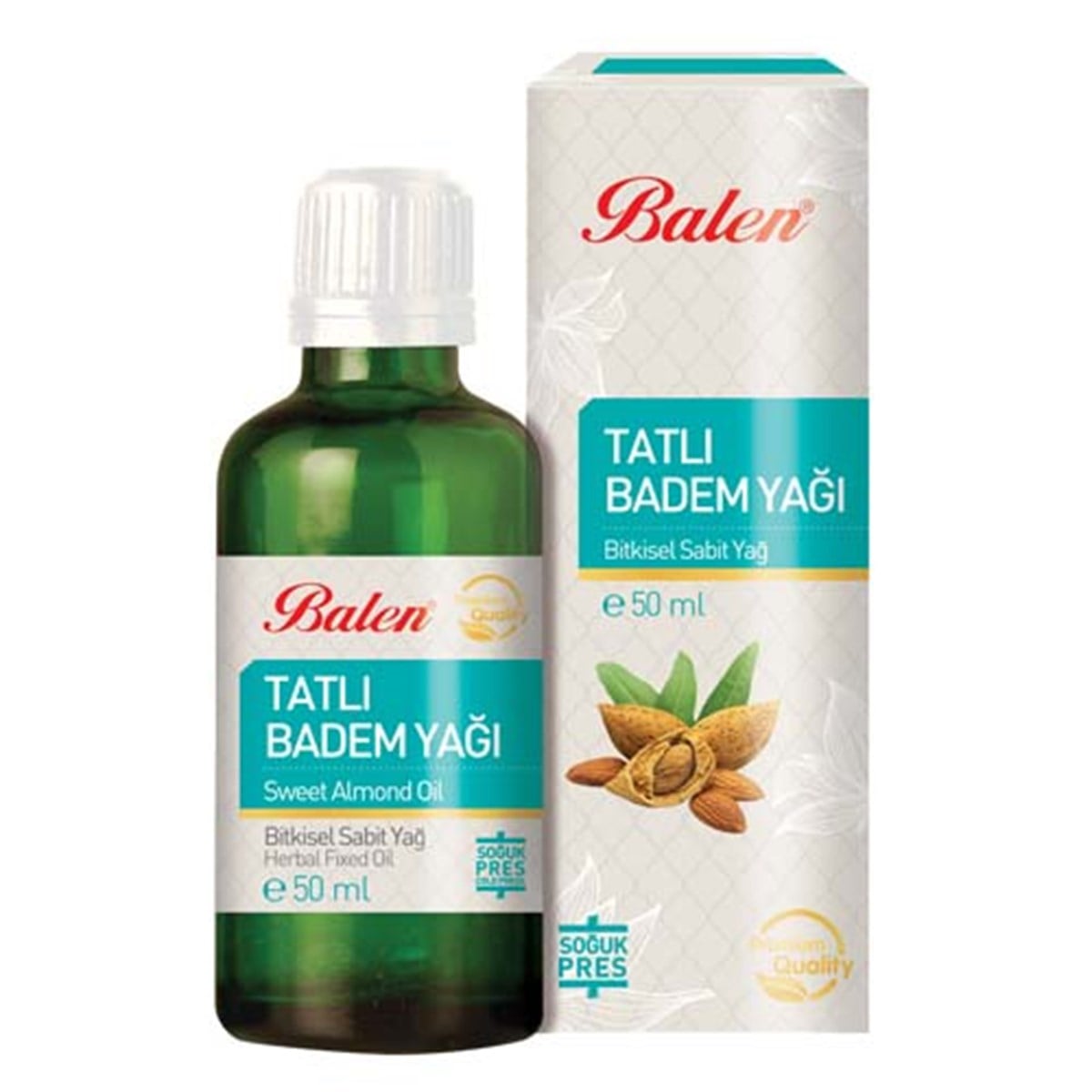 Balen Tatlı Badem Yağı 50 Ml Doğal Soğuk Pres İçilebilir Bitkisel Sabit Yağ
